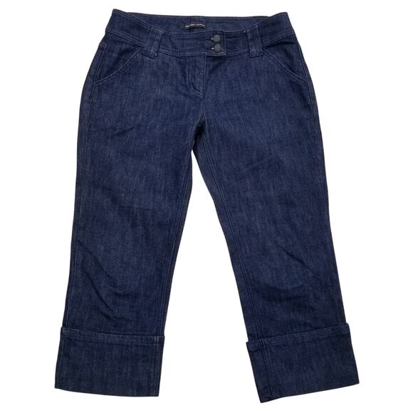 Cinch Buckle Back Capri Jeans NY & Co Size 6 Stretch Dark Stretch Denim Crop - Picture 8 of 8